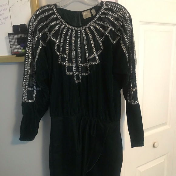 Dark green velvet dress